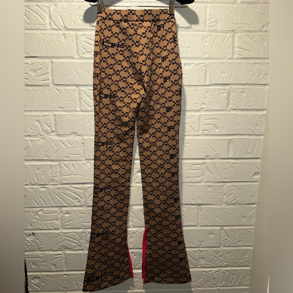 New Off-White Monogram Split Hem Leggings in Brown Size 38 - Picture 7 of 12